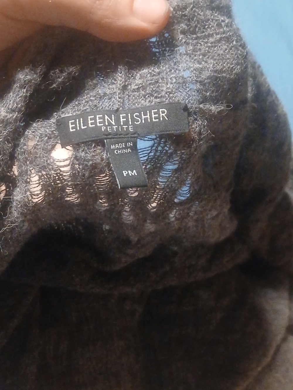 Eileen Fisher Petite Black Open-Knit Sweater
